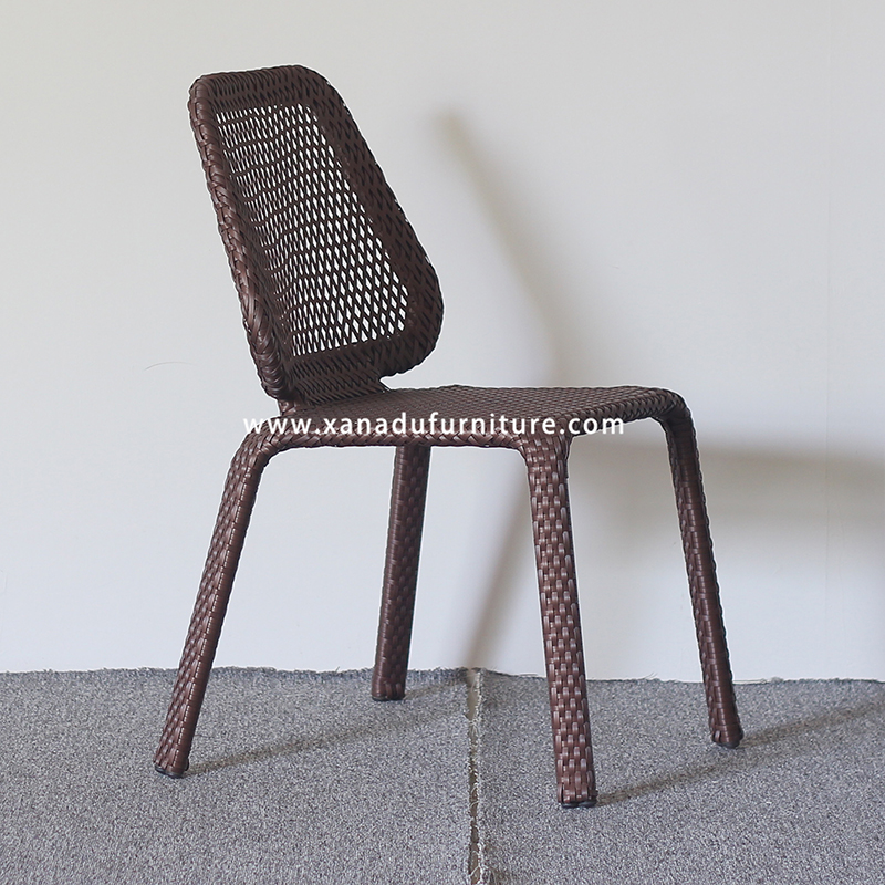 Outdoor PE Rattan Dining Chair Side Chair Armless Design