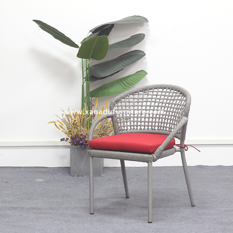 XND-081 Modern Outdoor Dining Chair In Aluminum Braid Finished