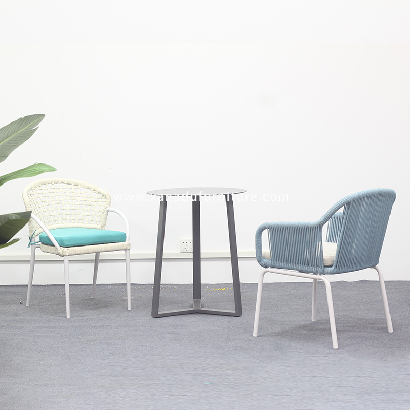 Hotels Outdoor Restaurant Rope Chairs and Table Set