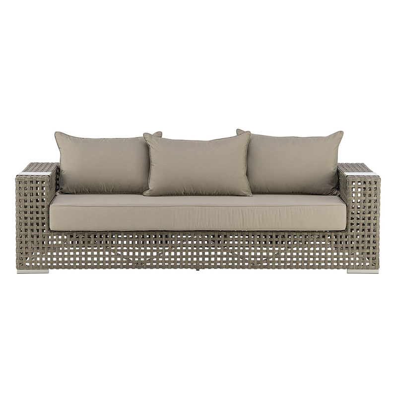 XND-AR033 3-4 Seater Sofa Aluminum PE Rattan With Outdoor Cushion
