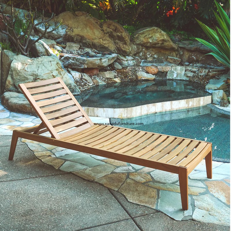 XND-017 Outdoor Teak Solid Wood Sun Lounge